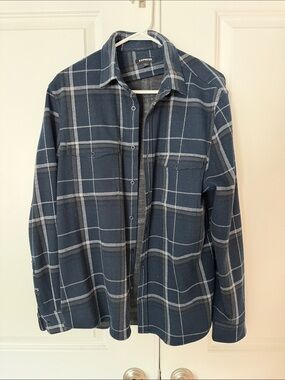 Express Men’s Blue Windowpane Shirt Jacket
